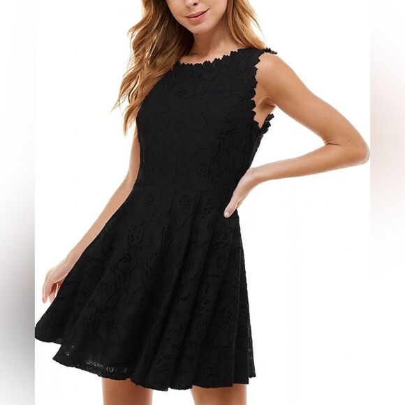 City Studio Black Lace Mini Dress - Picture 1 of 5